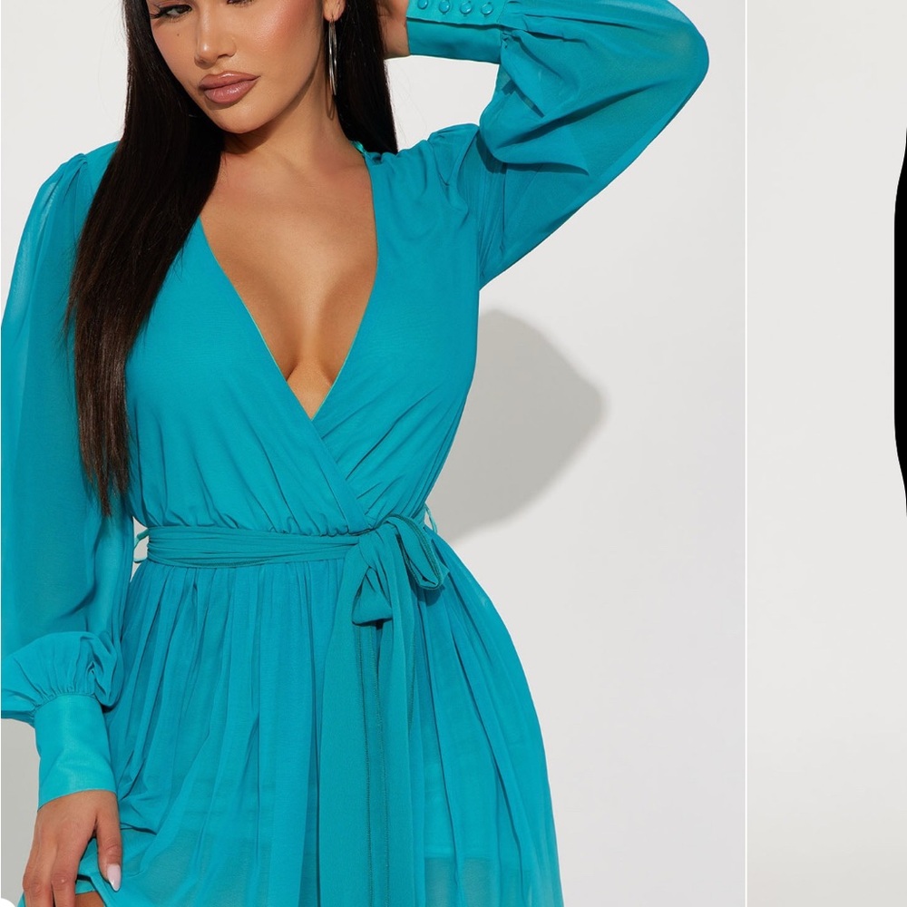 Elegant Teal Ombre Maxi Dress - Picture 2 of 16